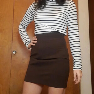 Brown Fitted Vintage Pencil Skirt